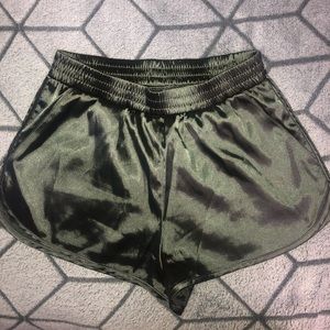 H&M Silk Olive Green / Khaki Mini Shorts